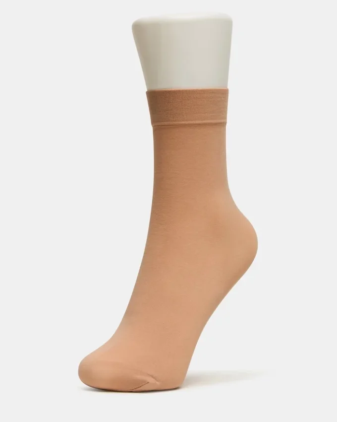 2-pack tunna ankelstrumpor med blommönster, vanilj