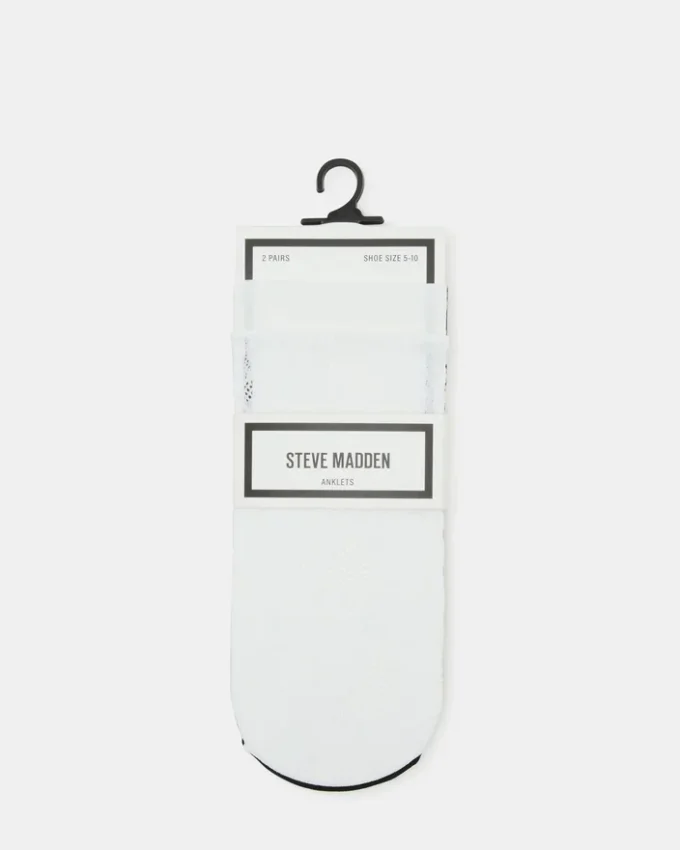 2-pack vita ankelstrumpor i spets