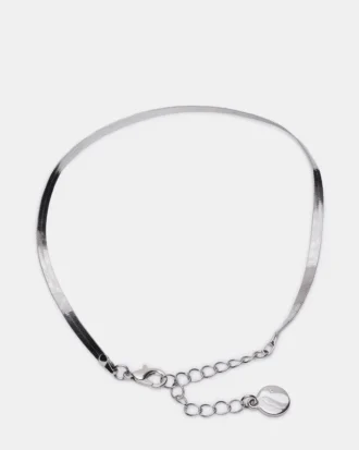 Ankelkedjeset i silver med fiskbensmönster