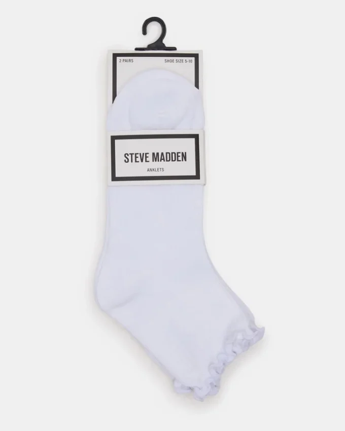 Ankelstockar med salladskant, vita strumpor Ankelstockar med salladskant, vita strumpor