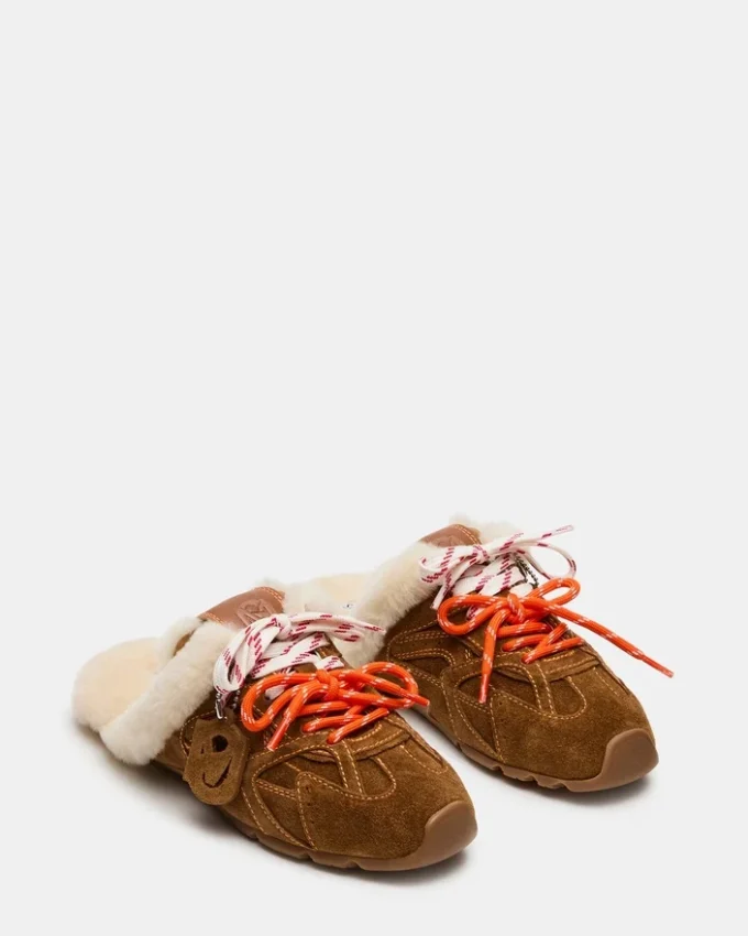 Aziel Mule Faux Fur Chestnut Suede Aziel Mule Faux Fur Chestnut Suede