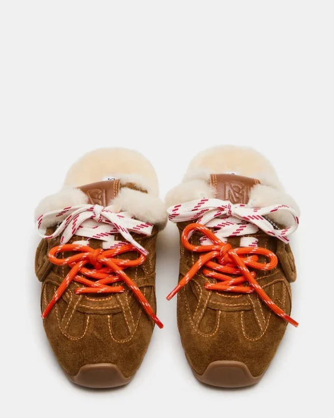 Aziel Mule Faux Fur Chestnut Suede Aziel Mule Faux Fur Chestnut Suede