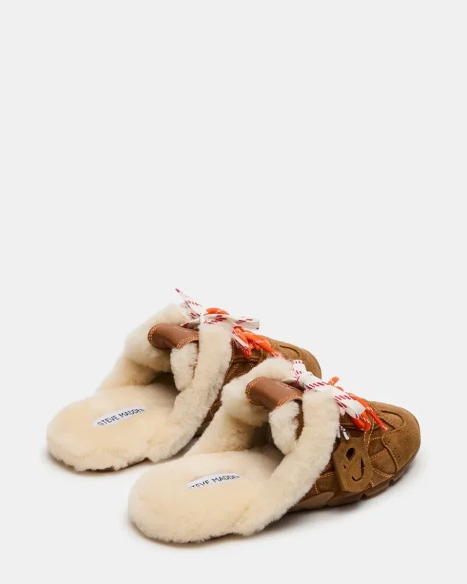 Aziel Mule Faux Fur Chestnut Suede Aziel Mule Faux Fur Chestnut Suede