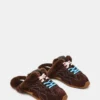 Aziel Mule Faux Fur Chocolate Brown Suede Aziel Mule Faux Fur Chocolate Brown Suede