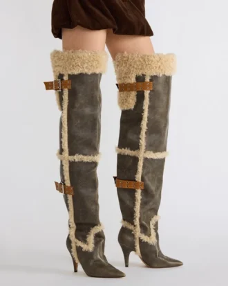 Baddie Faux Fur Brown Distressed
