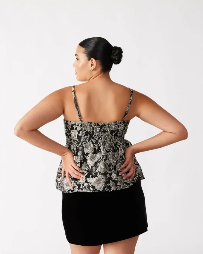 Bodi-top svart mönstrad