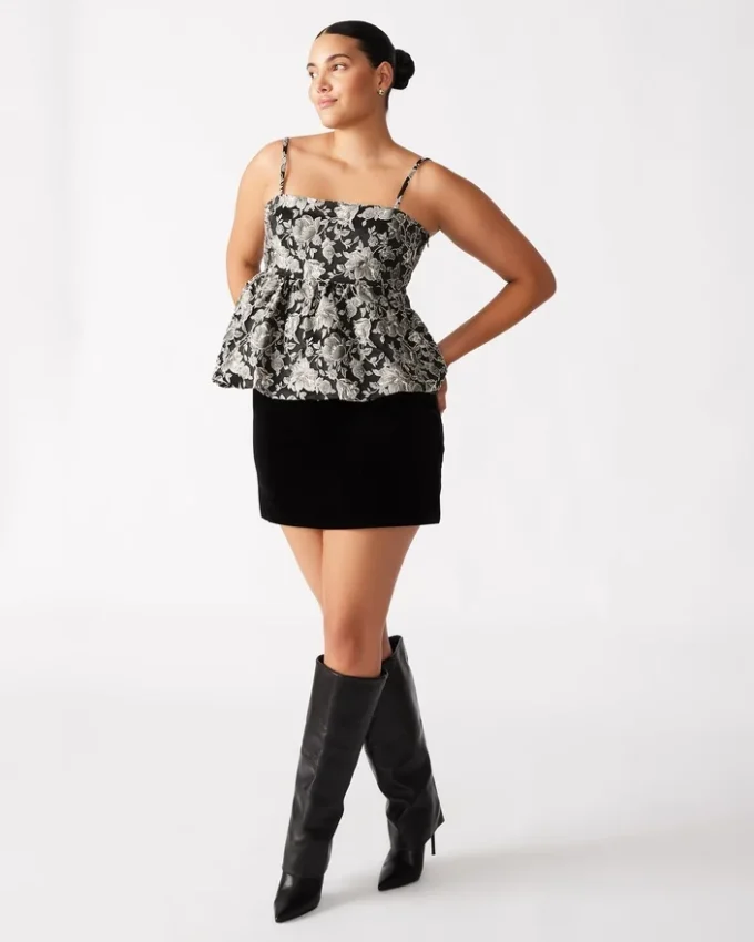 Bodi-top svart mönstrad