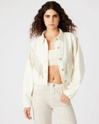 Canyon-jeansjacka, krämfärgad