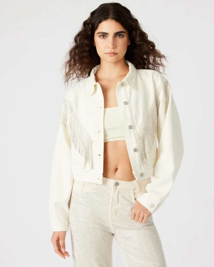 Canyon-jeansjacka, krämfärgad