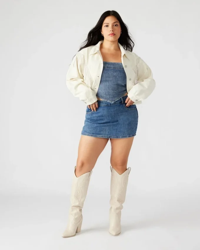 Canyon-jeansjacka, krämfärgad