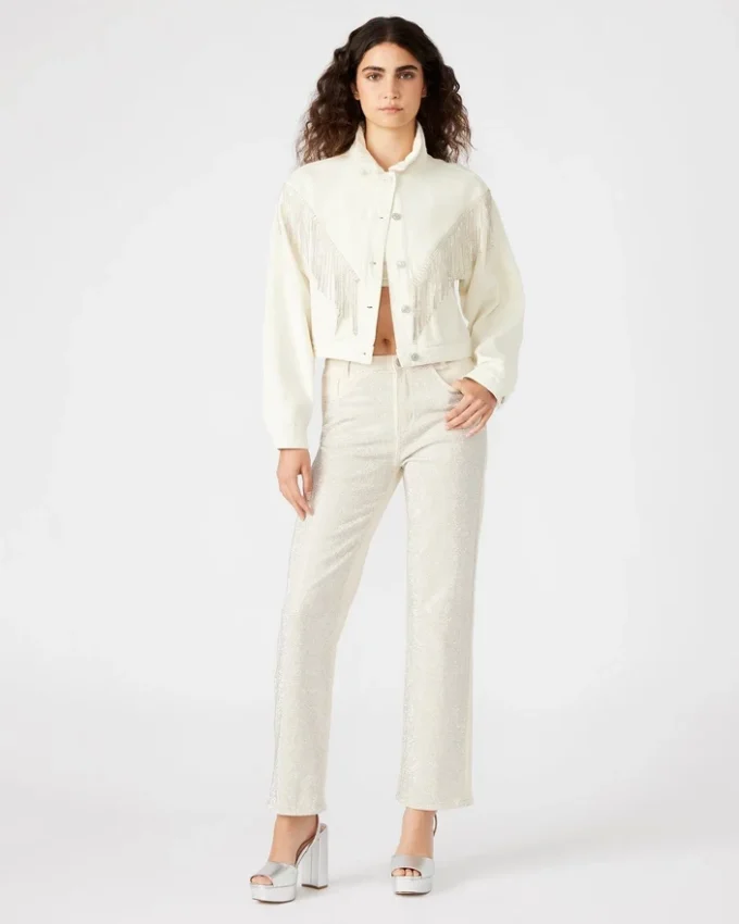 Canyon-jeansjacka, krämfärgad