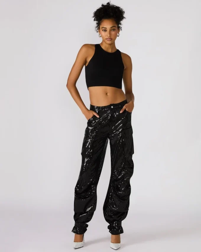 Duo Sequin Pant Black