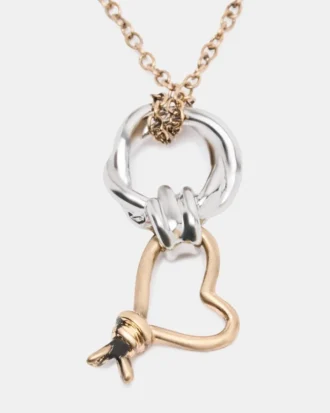 Halsband med tvåfärgat hjärta i knutform