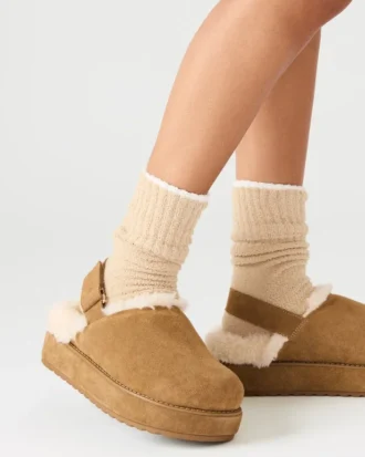 Mjuk fuskpäls Cognacfärgat mocka