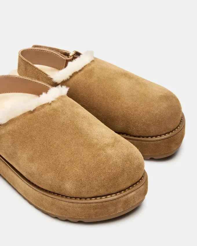 Mjuk fuskpäls Cognacfärgat mocka Mjuk fuskpäls Cognacfärgat mocka