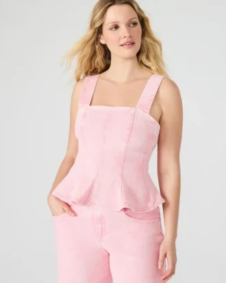 Penelopi-denimtop i rosa