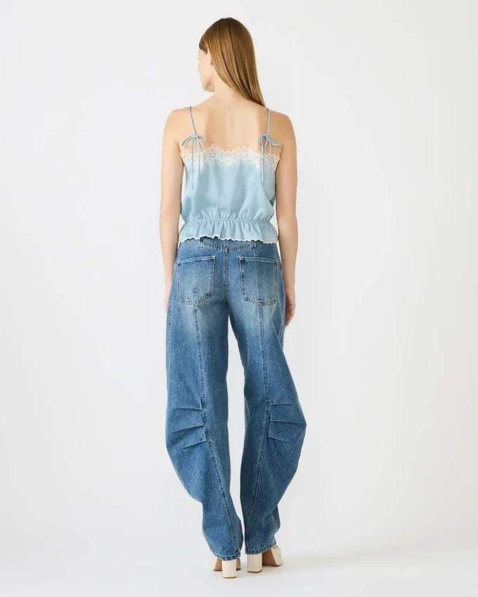 Roan-top i dammigt blått