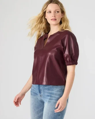 Roxanne-top i vinrött