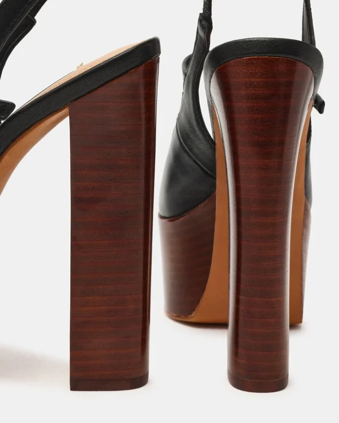 Scotlyn Stacked Black Leather