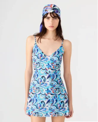 Sheila-klänning i blågrön paisley