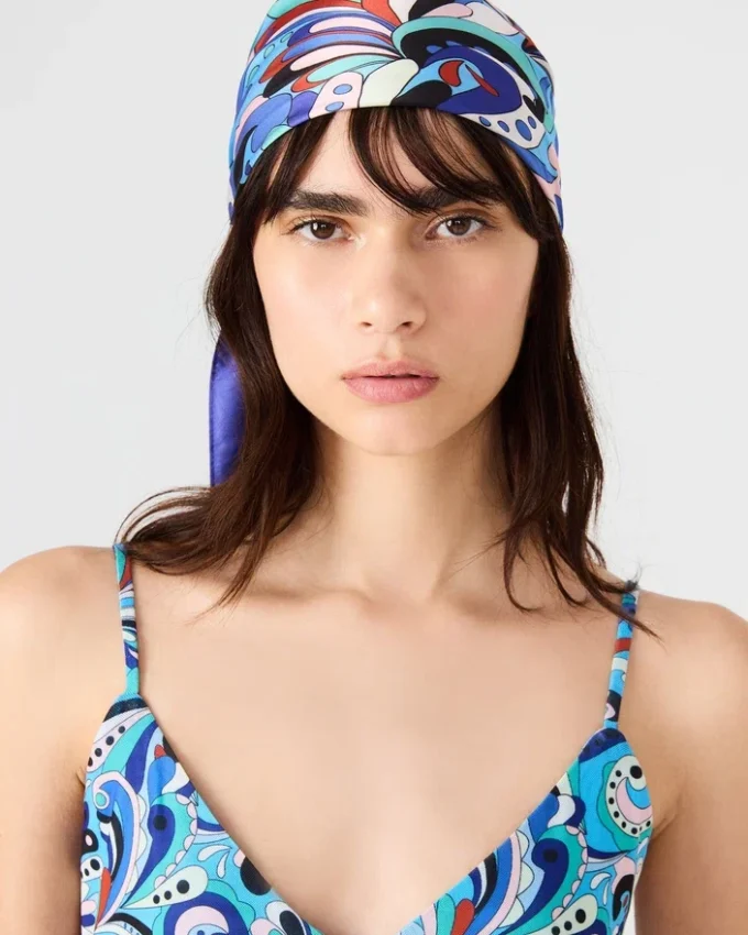 Sheila-klänning i blågrön paisley