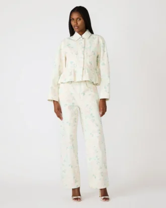 Sloan blommig jacka i persikabeige