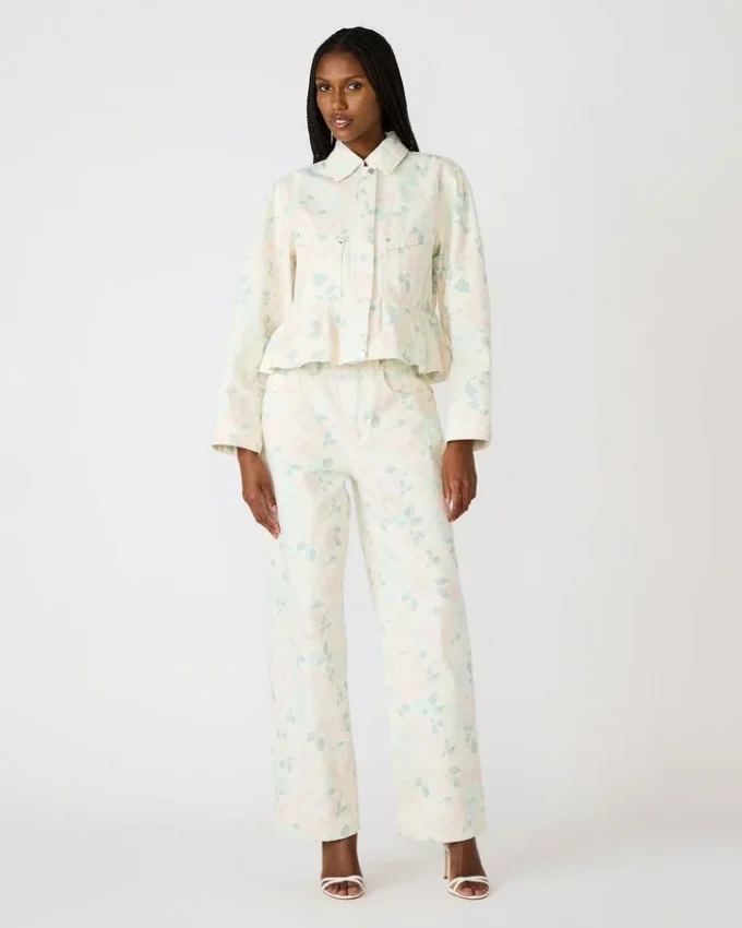 Sloan blommig jacka i persikabeige