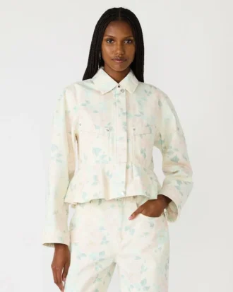 Sloan blommig jacka i persikabeige